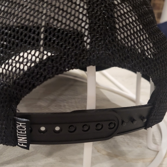 New Fintech Fishing Logo Snapback Hat Navy Blue and Black - Picture 4 of 6